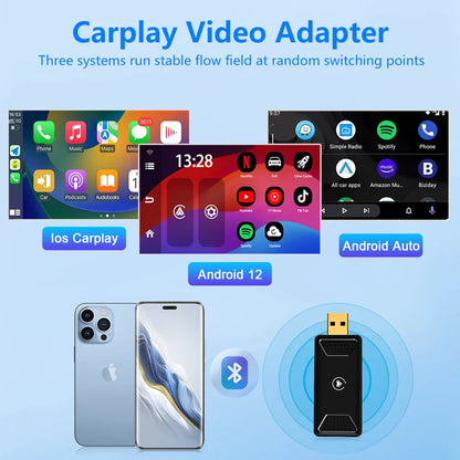 Wireless CarPlay AI Box Adapter – Android Auto, YouTube and Netflix Compatible for Toyota, Mazda, Hyundai, Ford, VW and More