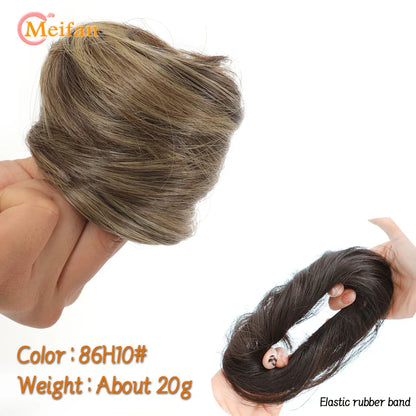 MEIFAN Synthetic Chignon Hair Bun – Elastic Rubber Band Clip-In Updo Ponytail Hair Extension for Women