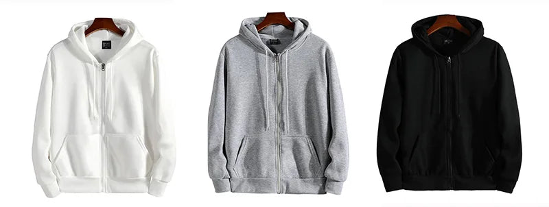 Men's Zipper Hoodie – Casual Long Sleeve Hooded Sweatshirt for Autumn & Winter – Loose Fit Sportswear Jacket