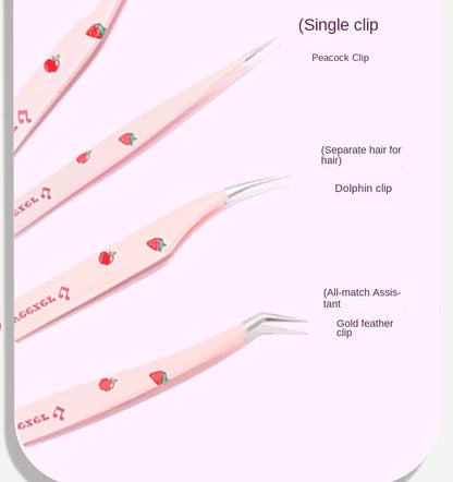 6 Types False Eyelash Tweezers — Stainless Steel Anti-Static Curved & 3D Lash Tools