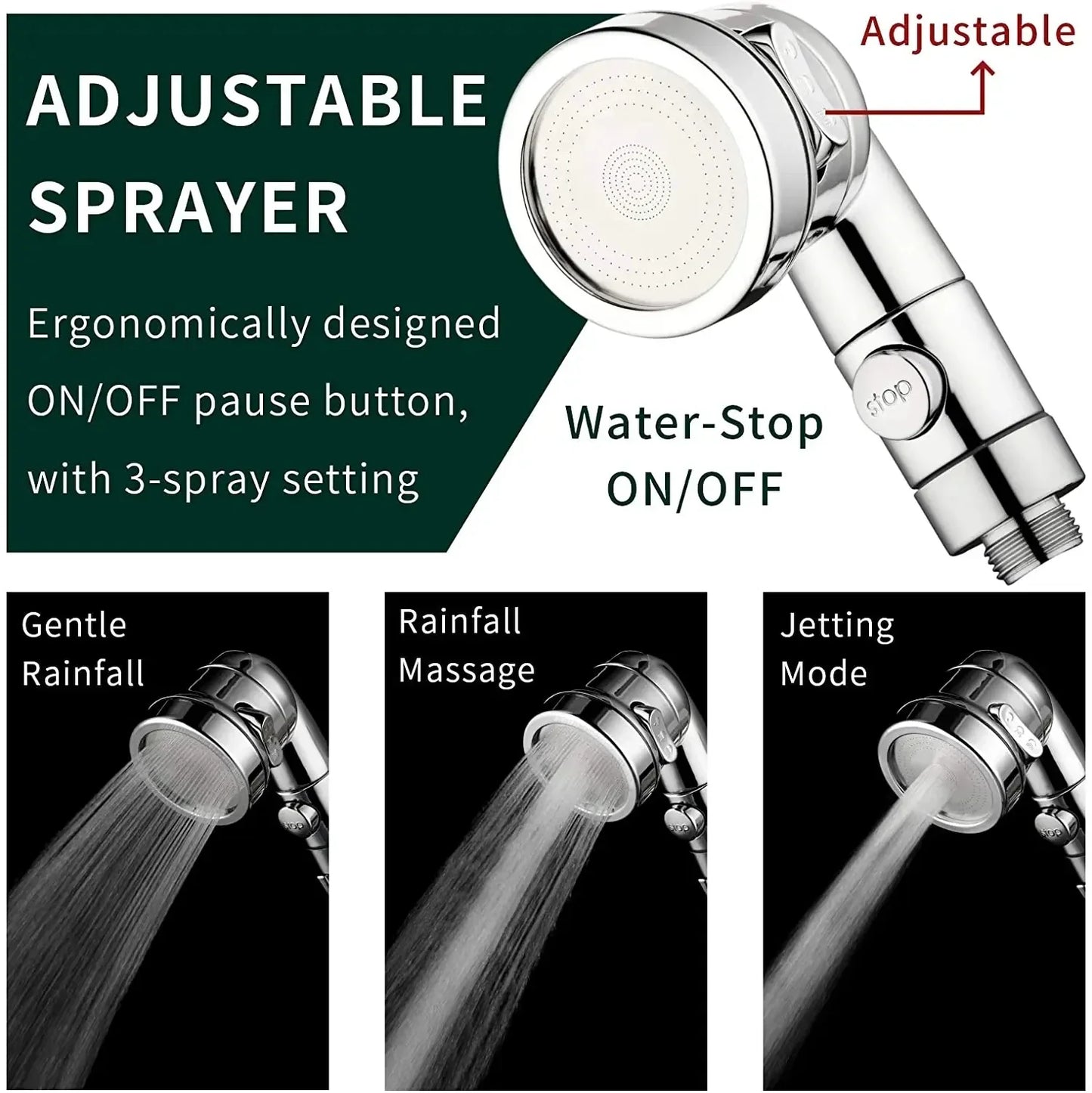 New Handheld Faucet Diverter Valve Set – Adjustable Shower Head Adapter for Home Bathroom & Kitchen Faucets