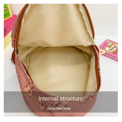 Cute Capybara Backpack | Large Capacity, Breathable Nylon Schoolbag for Students, Women & Girls, Ultra-Light Book Bag