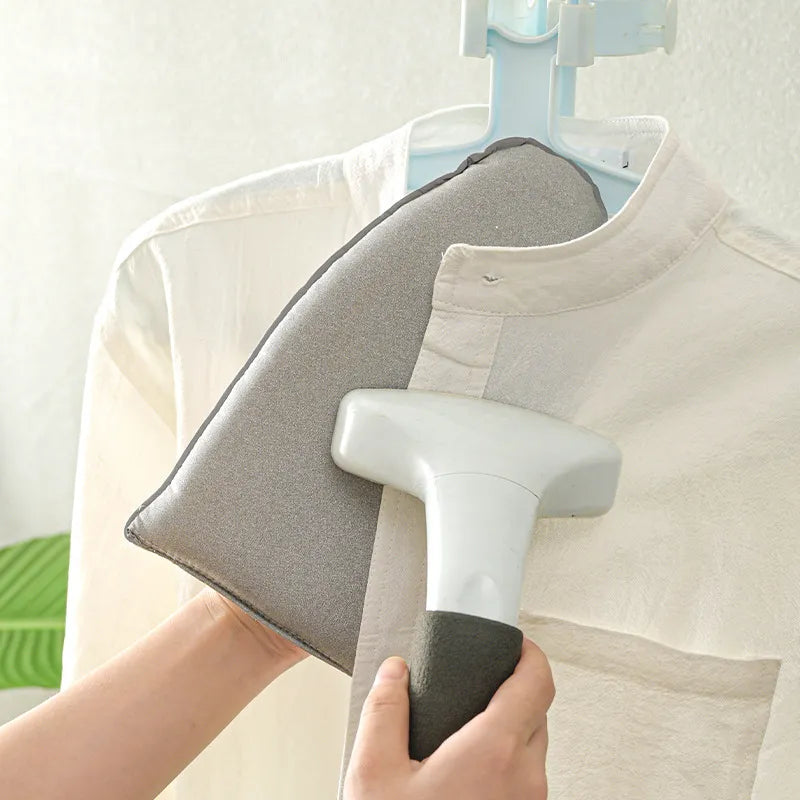 Portable Hand-Held Mini Ironing Pad & Holder Set for Wrinkle-Free Clothes - Protective Mat & Glove Included