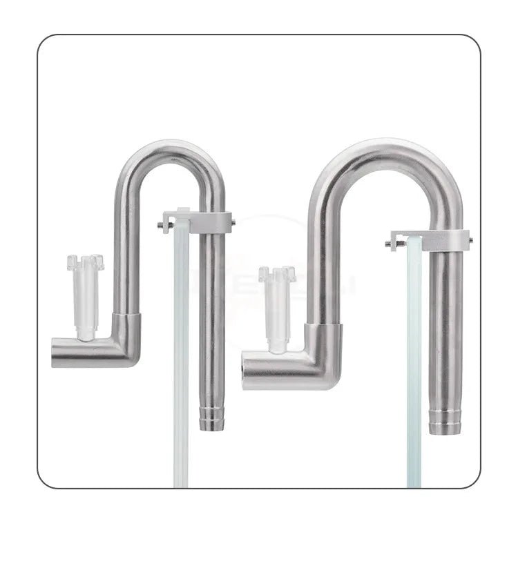 AQUAPRO Mini Stainless Steel Skimmer – Inlet & Outlet Pipes for Aquarium Fish Tanks, Filtro Accessories