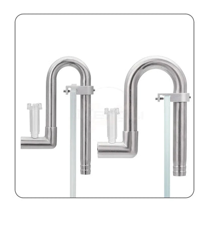 AQUAPRO Mini Stainless Steel Skimmer – Inlet & Outlet Pipes for Aquarium Fish Tanks, Filtro Accessories