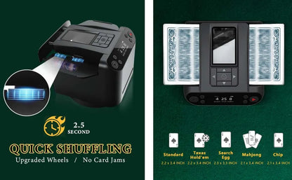 360° Rotating Automatic Card Shuffler & Dealer Machine - 2 in 1 Playing Cards Tool for Home & Party