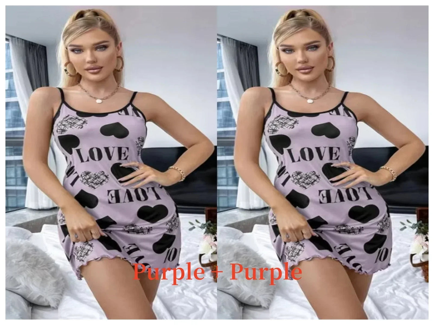 Women’s Cute Cartoon Nightgown - Sexy Halter Back Summer Pajamas & Home Wear Short Dress