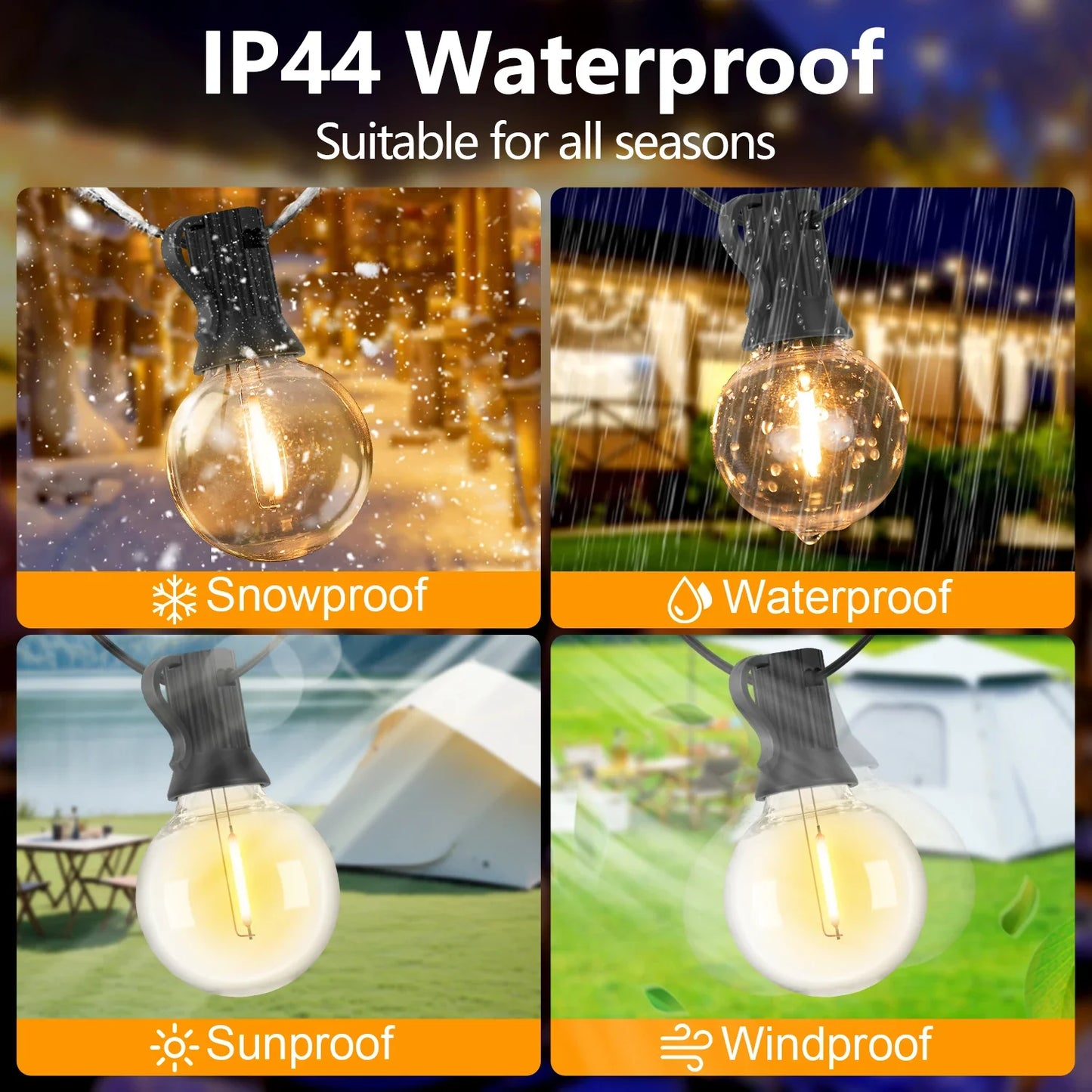 Solar LED G40 Globe String Lights – Waterproof Shatterproof Outdoor Hanging Lights for Backyard & Bistro Decoration