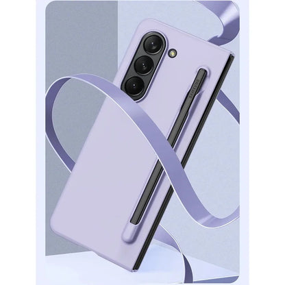 Skin Feel Slim Case for Samsung Galaxy Z Fold 6/5/4/3 – Hard Plastic Shockproof Cover with Stylus Pen Slot Holder