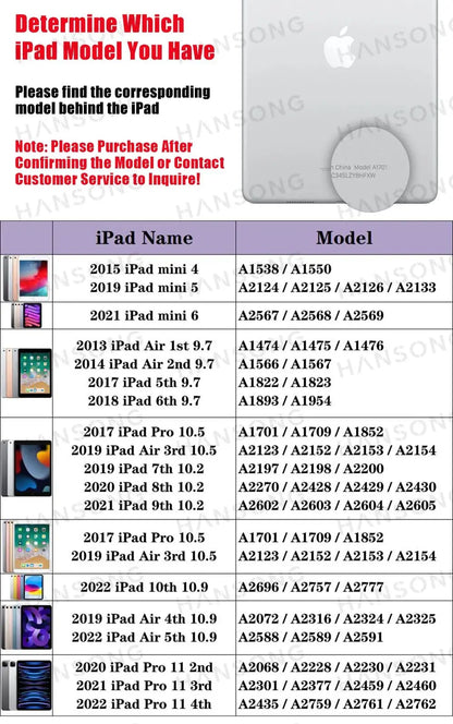 iPad Case for Air 11/13 M2 (2024), Pro 11/12.9/13, 10th Gen, Mini 6 – Protective Cover for 9.7" to 13" Models