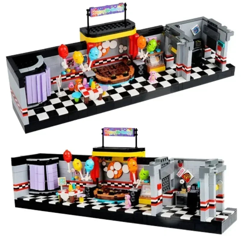 1388PCS Horror Game Building Block Set - City Dining Room & Bar Scene DIY Toy with Action Figures