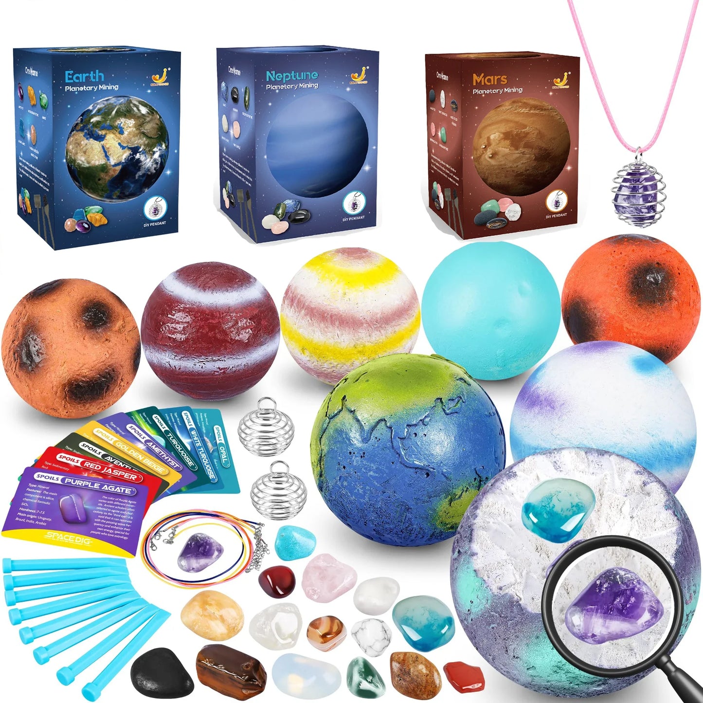Solar System Archaeology Digging Toy Set – Kids Planet Gem Mining Science Educational Exploration Kit