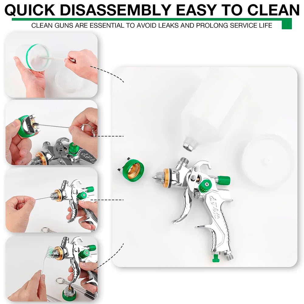 Cordless HVLP Spray Gun 1.4-3.0mm Adjustable High Atomization Gravity Sprayer Pneumatic Tool