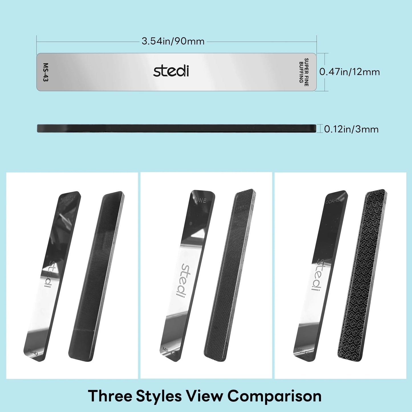 Stedi Hobby Model Polishing Tools – 3 PCS Precision Glass Files, 320/400/6000 Grit for Model Crafting