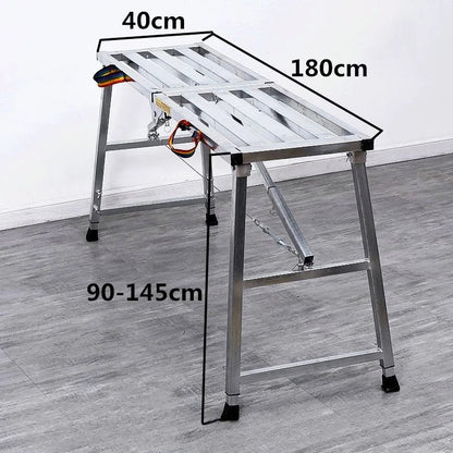 Foldable Steel Scaffolding Ladder – Portable Construction Workbench & Elevated Platform for Home Decoration, Renovation & Heavy-Duty Building Use