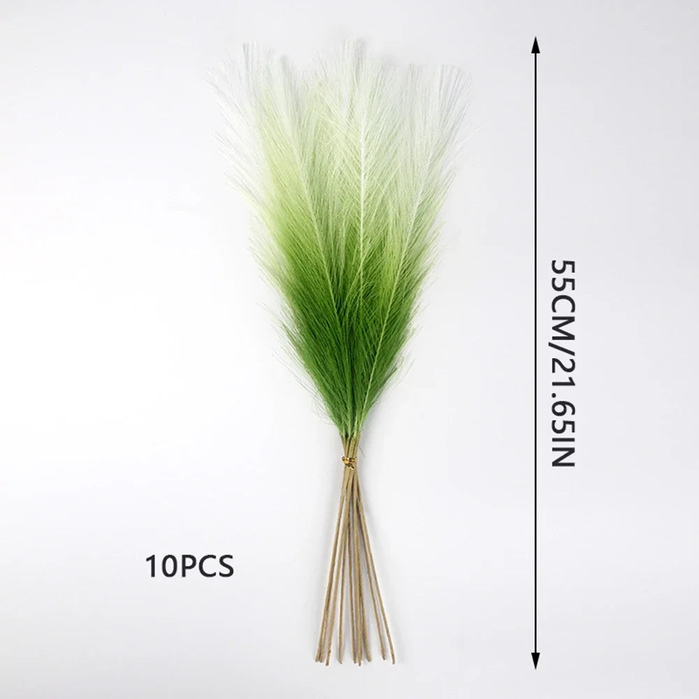 10PCS Artificial Pampas Grass – Fake Reed Flowers for DIY Floral Arrangements, Table Decor, Weddings & Home Christmas Decoration