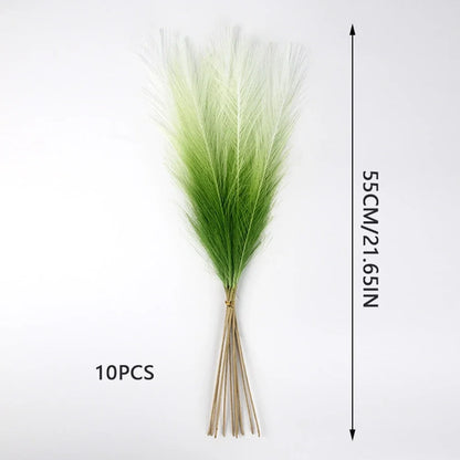10PCS Artificial Pampas Grass – Fake Reed Flowers for DIY Floral Arrangements, Table Decor, Weddings & Home Christmas Decoration