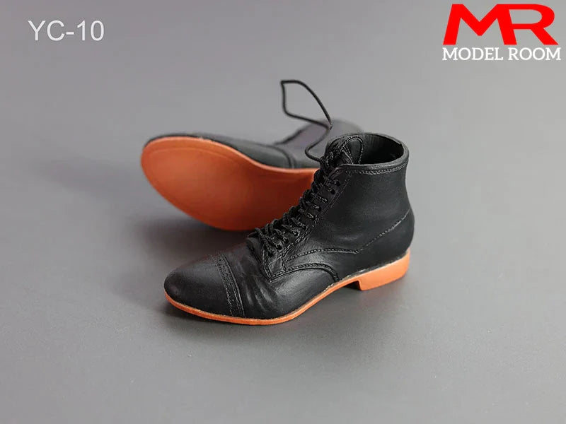 1/6 Scale Male Lace-Up Rubber Boots — Solid Soldier Shoes for 12'' Action Figures with Detachable Feet Dolls