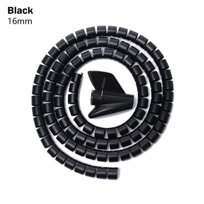 2M Spiral Cable Protector — Wire Organizer Tube for Computer Cords, Cable Management Clip, 10/16/22/28/32mm