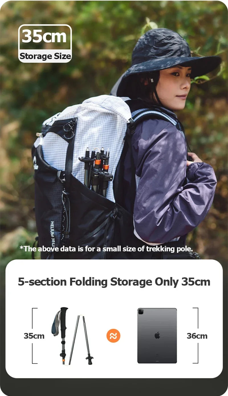 Naturehike Lightweight Trekking Poles – Carbon Fiber & Aluminum Alloy Folding Walking Sticks for Hiking & Climbing