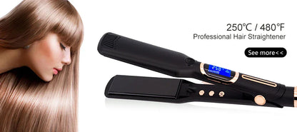 Professional Steam Hair Straightener – Ceramic Vapor Flat Iron, 450℉ Heat & Argan Oil Treatment Hair Care Tool