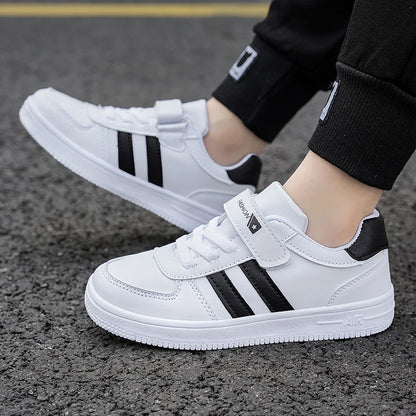 Kids White Sneakers — Boys & Girls Sport Casual Shoes, Non-Slip School Walking & Running Shoes, Sizes 28-39