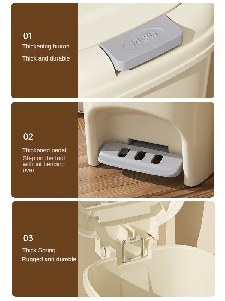 10L/20L Double Pedal Trash Can – Large Capacity Kitchen & Bathroom Bin with Lid, Foot/Push Type