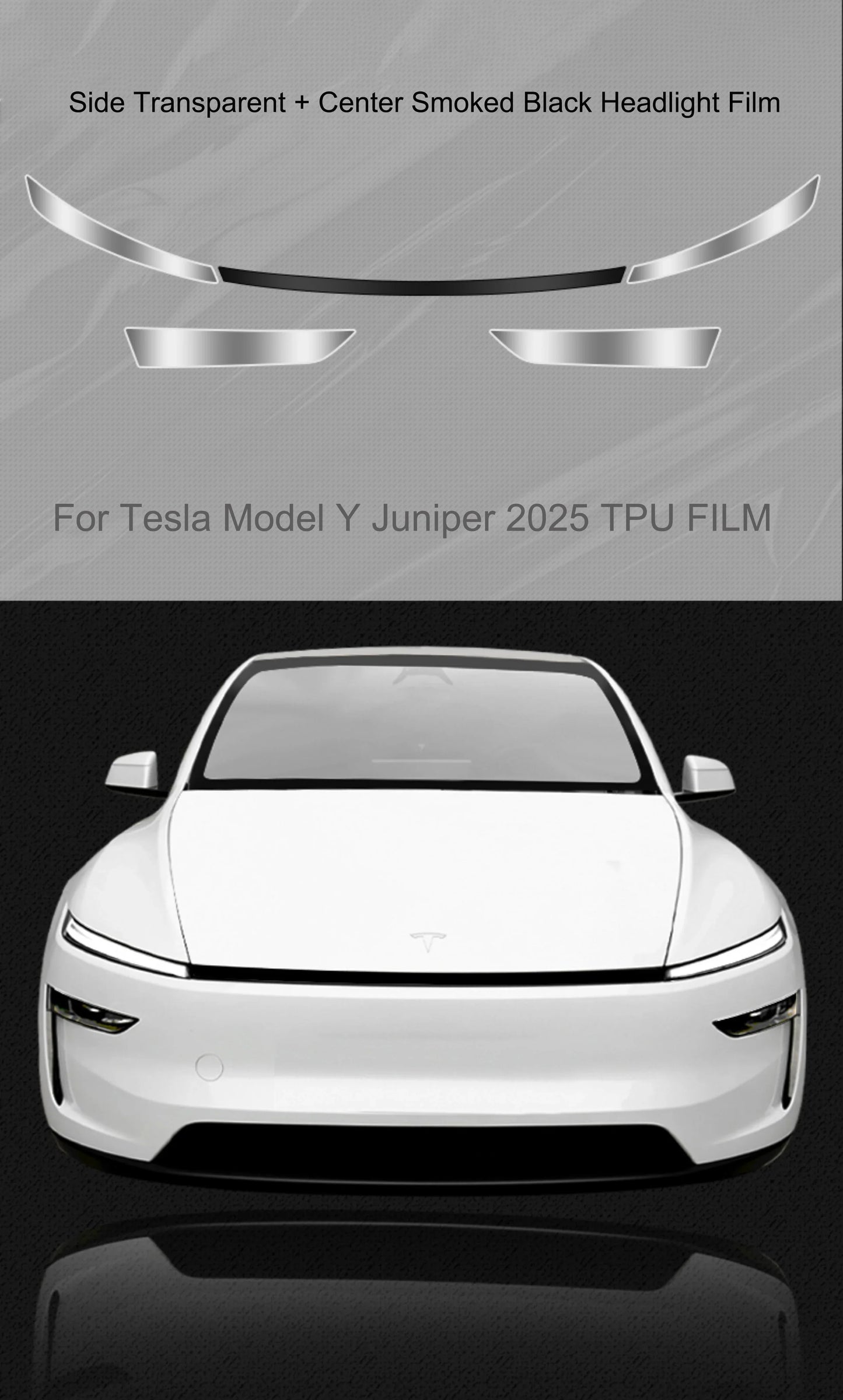 Tesla Model Y 2025 TPU Blackened Headlight & Taillight Protective Film – Juniper Color Changing Film