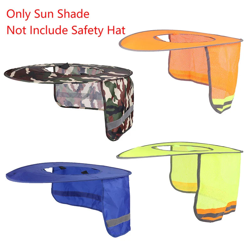 Attachable Sun Shade Hard Hat Brim with Neck Shield - High Visibility Reflective Stripe for Outdoor Safety