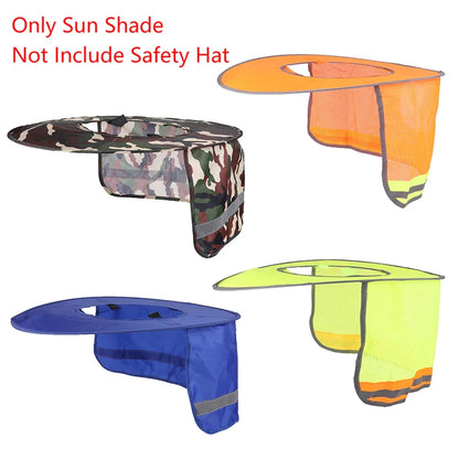 Attachable Sun Shade Hard Hat Brim with Neck Shield - High Visibility Reflective Stripe for Outdoor Safety