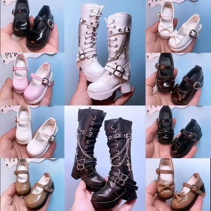 45CM BJD Doll Snow Boots — 1/4 Scale Work Dress Long Boots, Academy Style Uniform Leather Mary Jane Shoes for Dolls