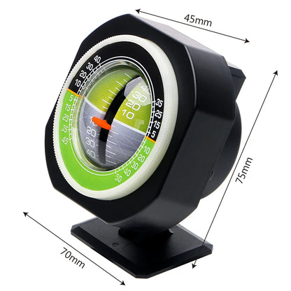 High-Precision Car Inclinometer & Compass — Built-in LED Slope Meter, Vehicle Angle & Gradient Level