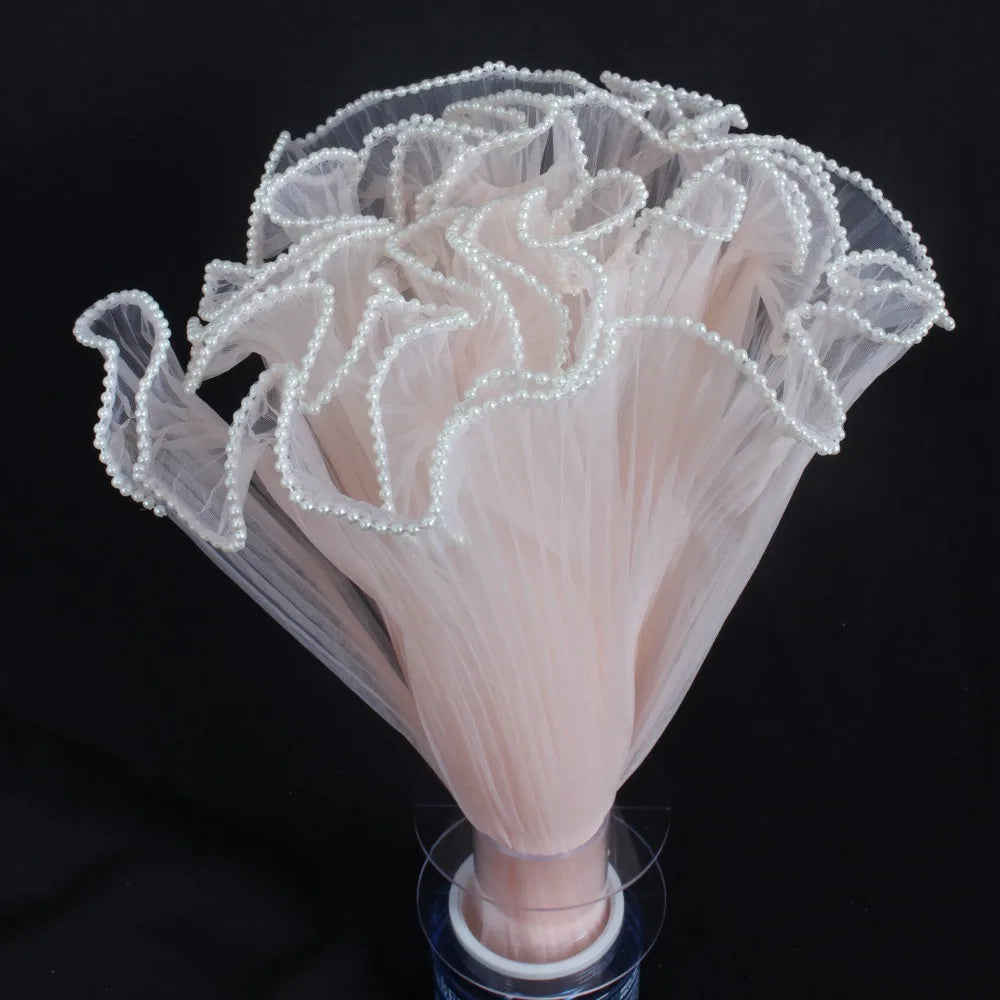 28cm x 4Yards Pearl Lace Flower Wrapping Mesh – Handmade Bouquet & Gift Wrapping Cloth