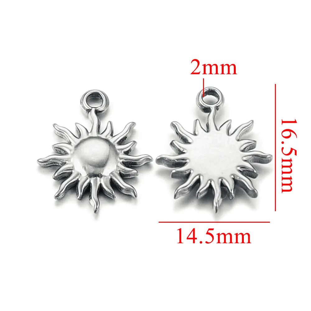 10PCS Stainless Steel Gold-Plated Sun Flower Crown Charms – DIY Necklace & Earrings Jewelry Making Accessories
