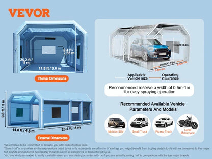 VEVOR Inflatable Paint Booth – Portable Car Spray Booth with Powerful Blowers & Air Filter System