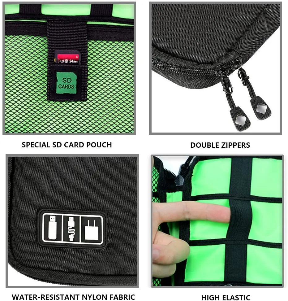 Travel Cable Organizer Bag: Electronics Accessories Storage Pouch for USB Charger, Power Bank, Gadgets - Digital Kit Holder