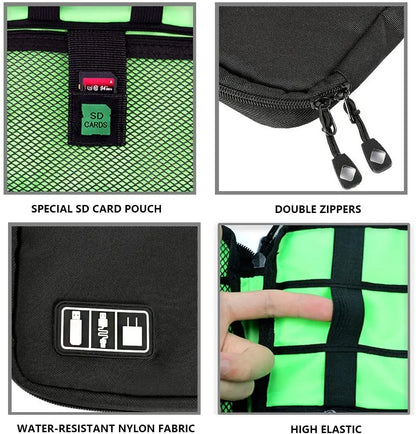 Travel Cable Organizer Bag: Electronics Accessories Storage Pouch for USB Charger, Power Bank, Gadgets - Digital Kit Holder