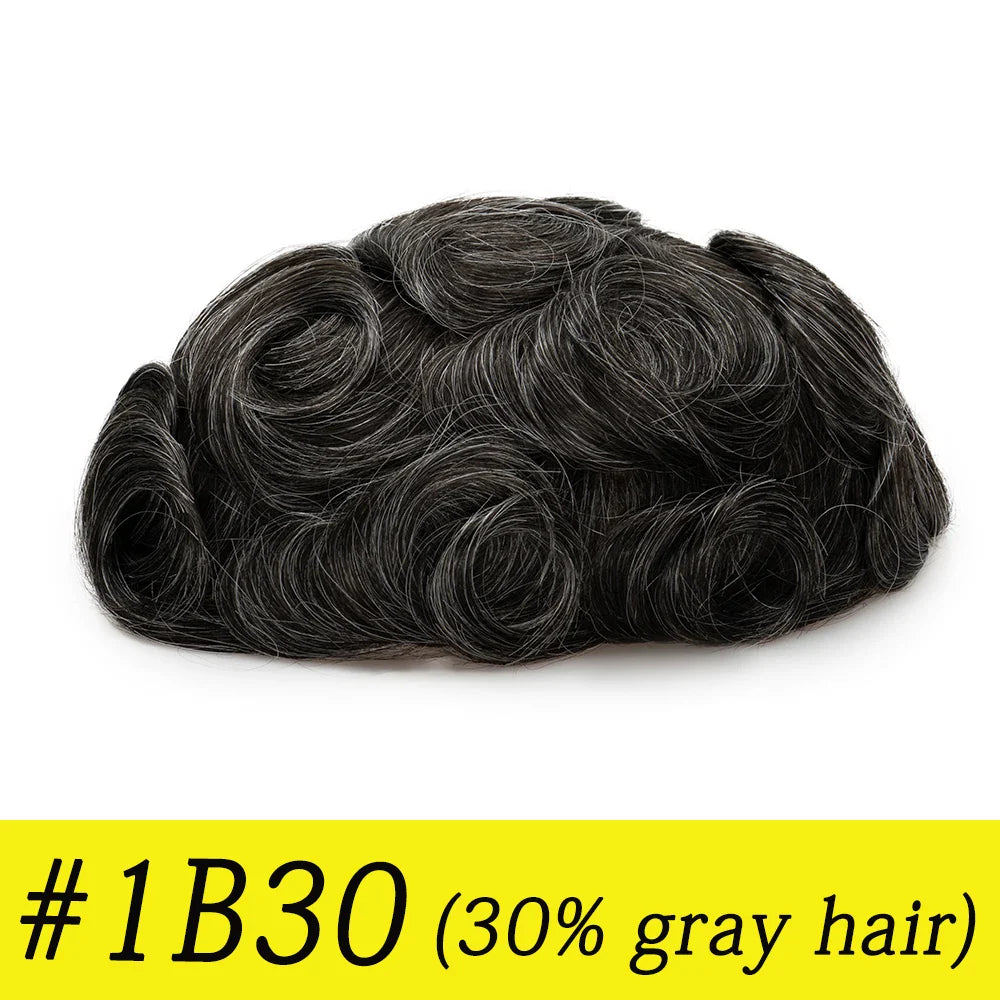 Ultra Thin Skin 0.03mm Men’s Toupee Human Hair Wig – Natural Hair Replacement System Lightweight Male Hairpiece