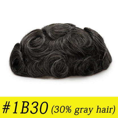 Ultra Thin Skin 0.03mm Men’s Toupee Human Hair Wig – Natural Hair Replacement System Lightweight Male Hairpiece