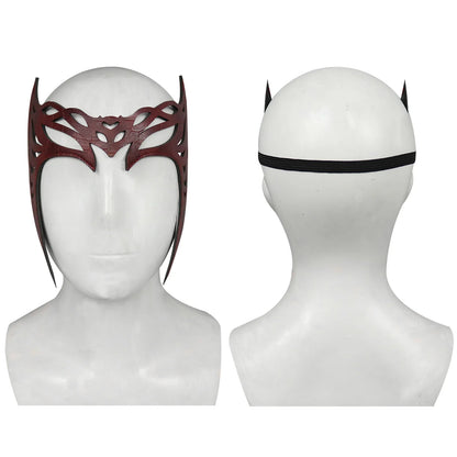 Scarlet Witch Cosplay Headband & Mask — Leather Face Cover for Adult Halloween, Superhero Costume & Party Props