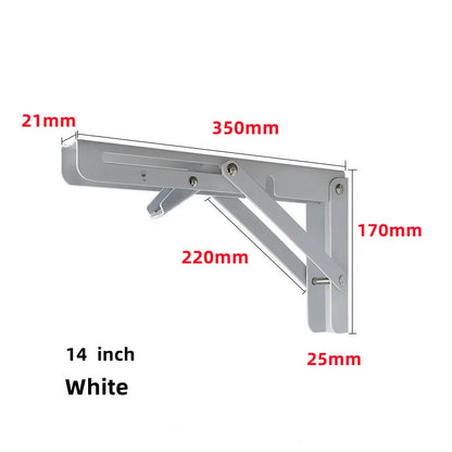 2pcs Heavy Duty Stainless Steel Folding Shelf Brackets | Collapsible Wall-Mounted L-Table Hinges for Bench & Table with Screws