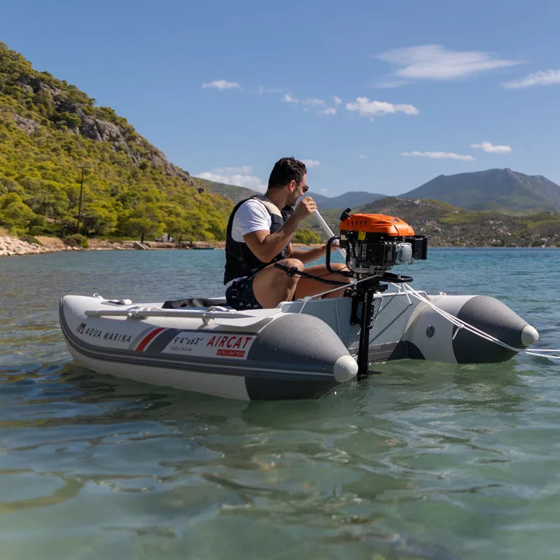 AQUA MARINA AIRCAT Inflatable Boat – Double Tube Catamaran Dinghy Raft with Drop Stitch Floor for Fishing & Water Sports
