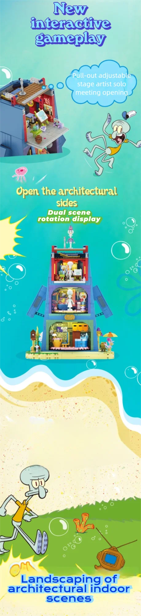 SpongeBob Krusty Krab Building Blocks – Creative Canteen Scene Model Bricks Desktop Toy for Kids