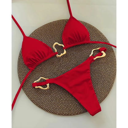2025 Women’s Sexy Halter Micro Bikini Set – Solid Brazilian Thong Swimwear Beach Bathing Suit