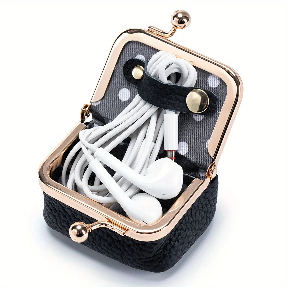 Women’s PU Leather Jewelry Organizer Box – Solid Color Ring, Necklace & Earring Storage Case with Mini Coin Purse Kiss Lock