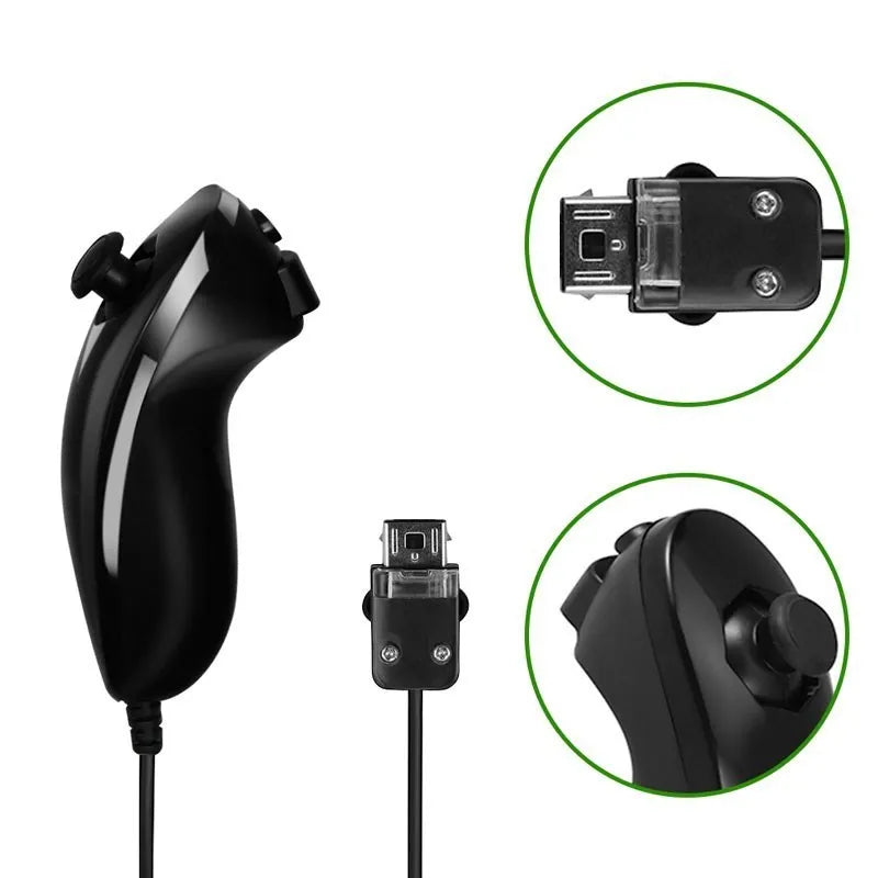 Wired Nunchuck Controller for Nintendo Wii – Curved Game Handle Gamepad Accessory
