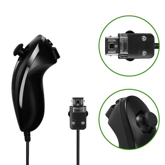 Wired Nunchuck Controller for Nintendo Wii – Curved Game Handle Gamepad Accessory