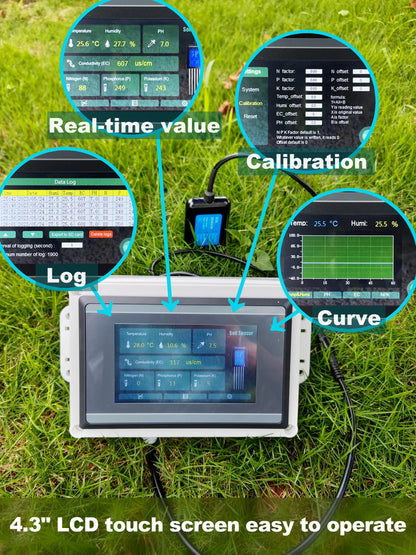 7 in 1 Soil Tester Meter - Moisture, Temperature, Humidity, EC, pH & NPK Sensor for Rapid Soil Analysis
