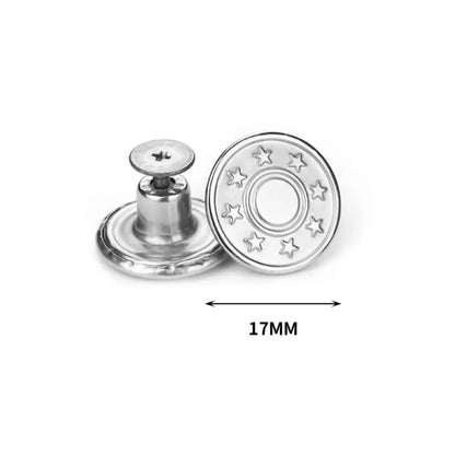 10Pcs 17mm Metal Jeans Buttons – No-Sew Screw Replacement Repair Kit for Pants & Denim
