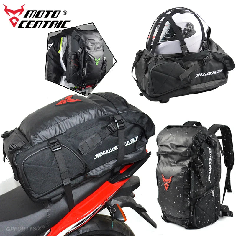 Motocentric Motorcycle Rear Seat Bag - Waterproof, Multifunctional Helmet Backpack with Large Capacity, Motocross Tail Luggage